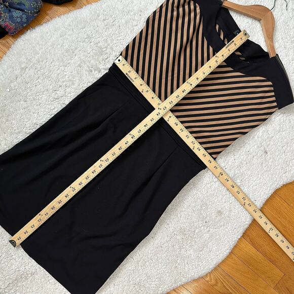 Spense Black Brown Chevron Boat Neck Sheath Work Career Dress 10 M Medium - Picture 8 of 8